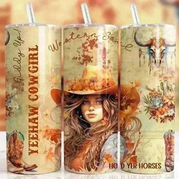 natalythyme Other - Country girl western theme 20 0z tumbler  with straw and cleaner